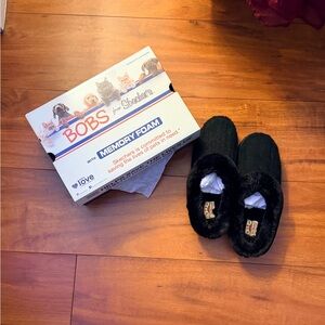 BOBS from Skechers Black Mules with Memory Foam